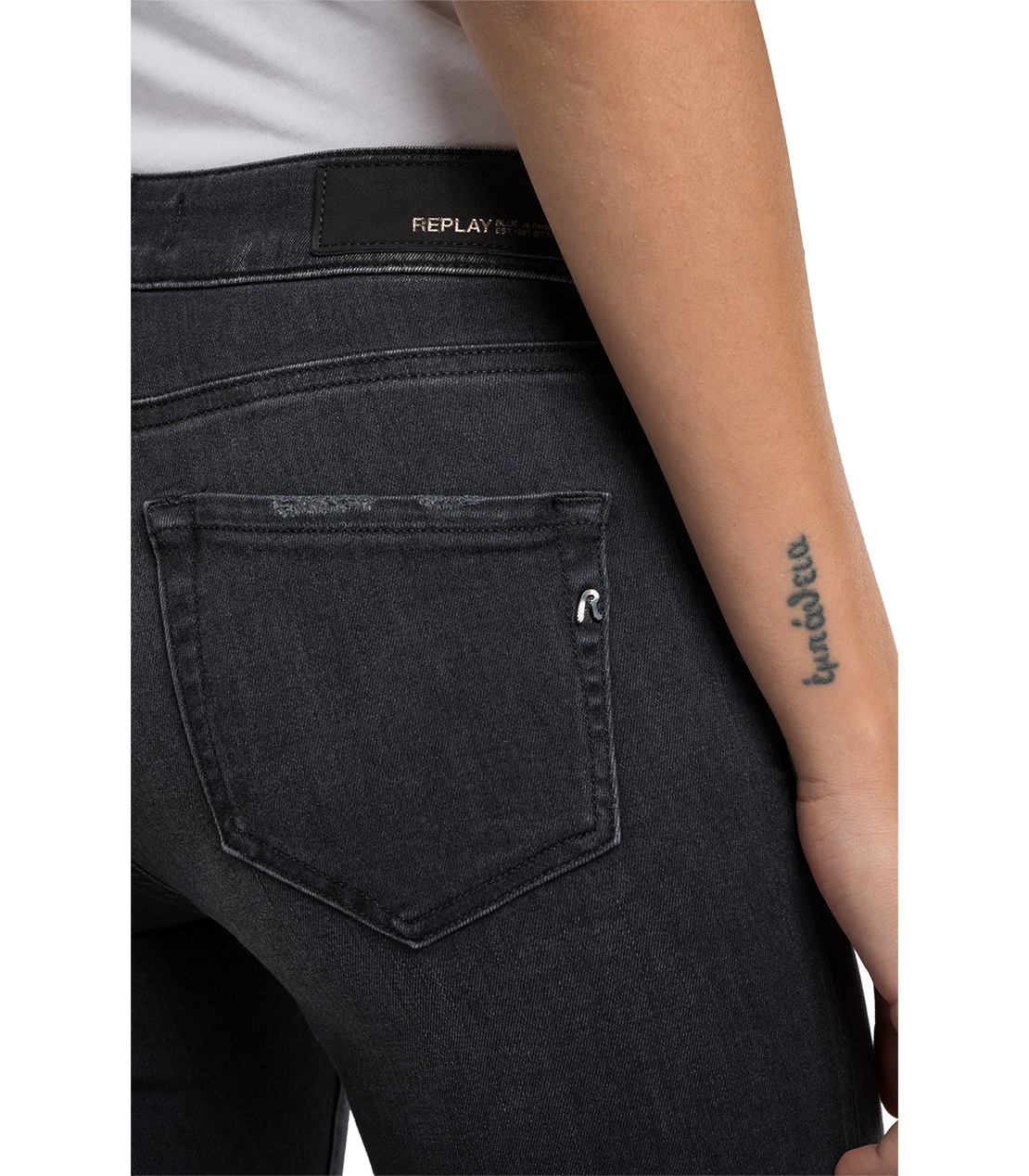 10OZブラックオーバーダイブラックストレッチフレアクロップレッグデニムFAABY FLARE CROP 詳細画像 ブラック 7